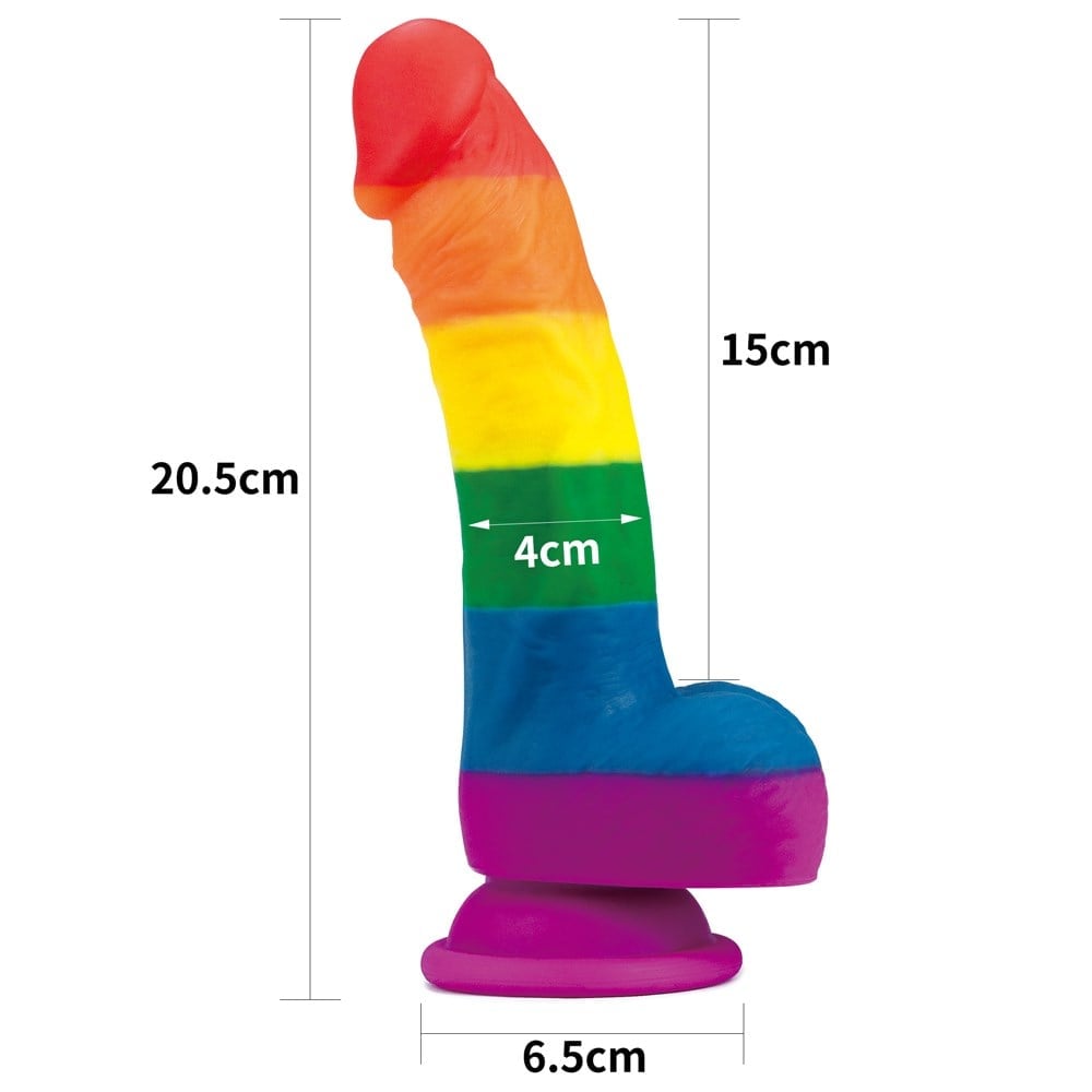 Gökkuşağı Renkli 20 cm Vantuzlu Dildo Penis-11