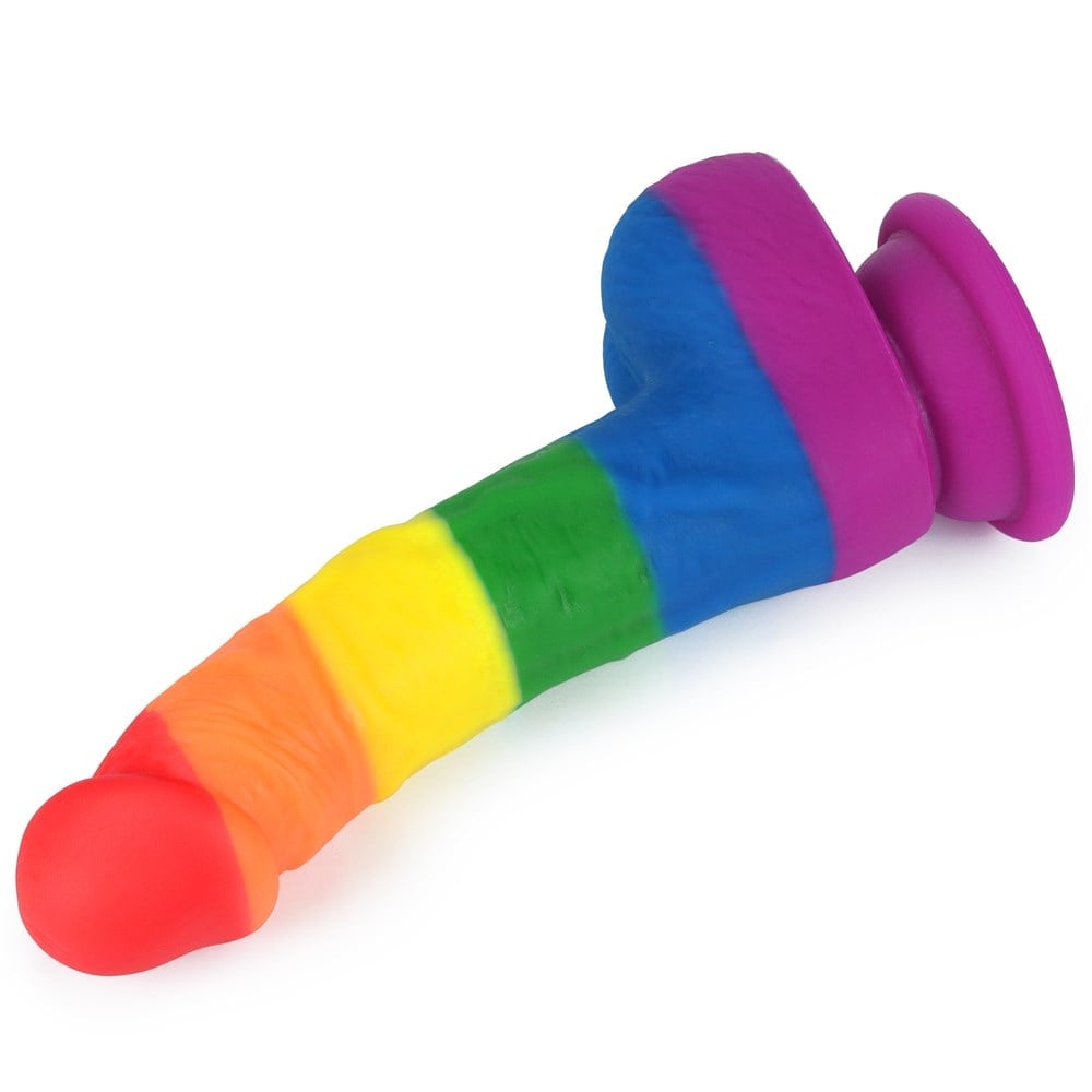 Gökkuşağı Renkli 20 cm Vantuzlu Dildo Penis-2