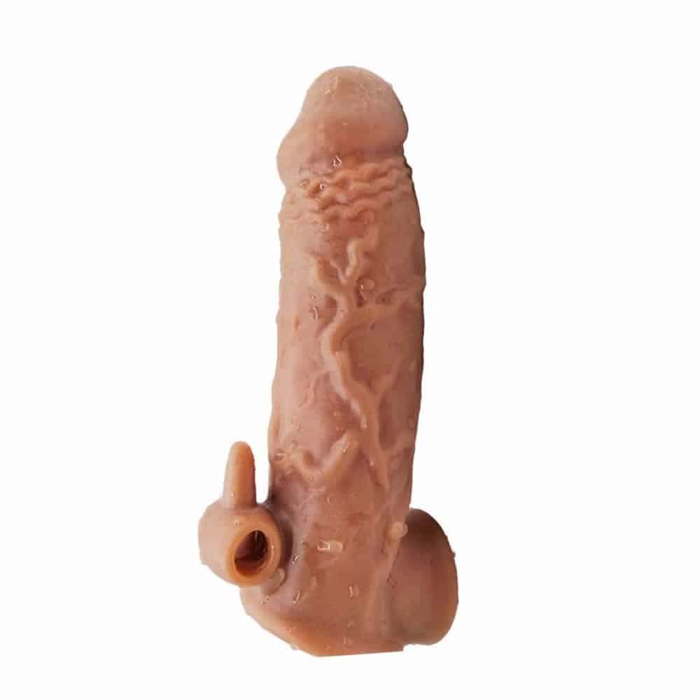 15-cm-titresimli-realistik-penis-kilif-806188-1 Giyilebilir Titreşimli Uzatmalı Melez Penis Kılıfı