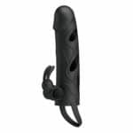 Çift Titreşimli Klitoris Uyarıcılı Siyah Penis Kılıfı