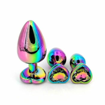 Kristal Kalp Taşlı Gökkuşağı Çelik Anal Plug Set
