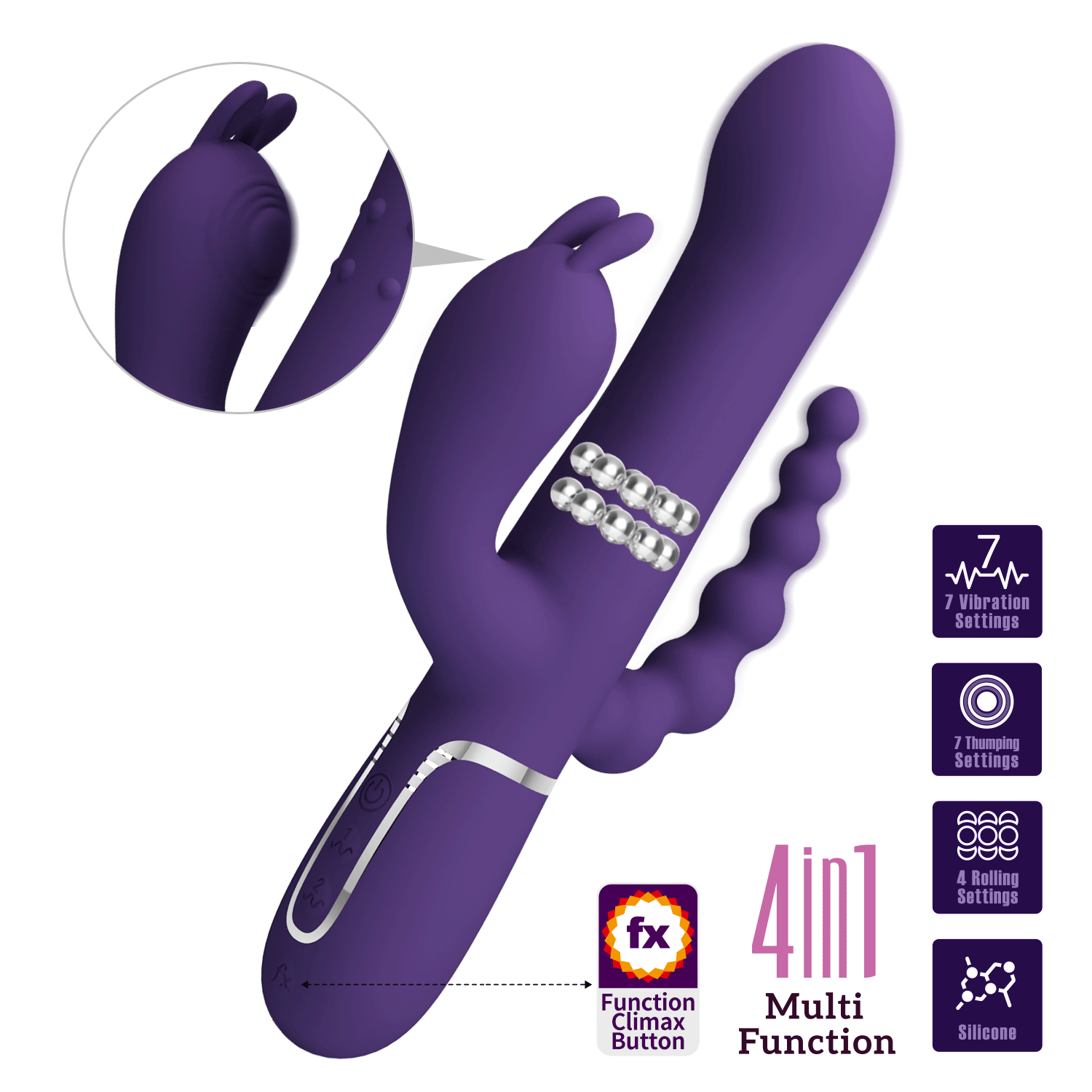 cok-yonlu-oynar-govdeli-rabbit-tavsan-vibrator-mor Oynar Gövdeli Klitoral & Anal Uyarıcılı Vibratör